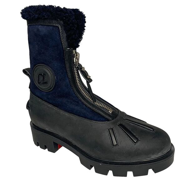 Christian Louboutin Kid Calfskin Suede Rubber Shearling Glory Duck Boot EU 37 - Picture 1 of 12